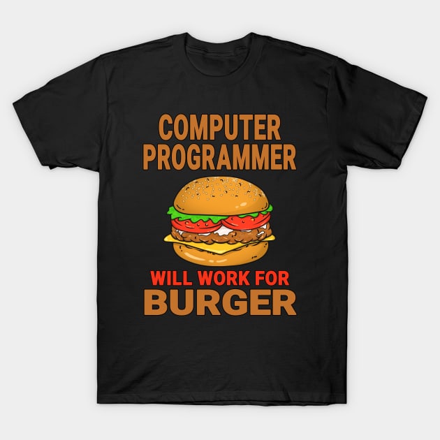 Computer Programmer Funny Burger Lover Design Quote T-Shirt by jeric020290